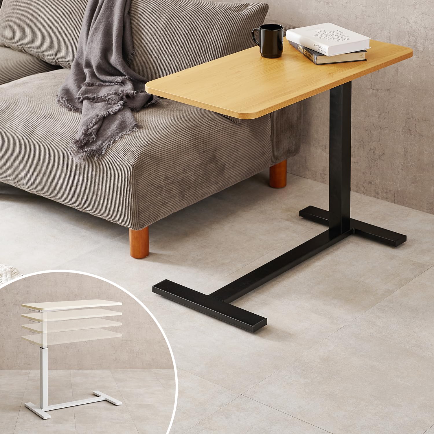 Amazon | 萩原 サイドテーブル 昇降式 介護テーブル 幅80 cm 隠し